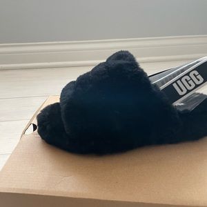 black fuzzy ugg slippers